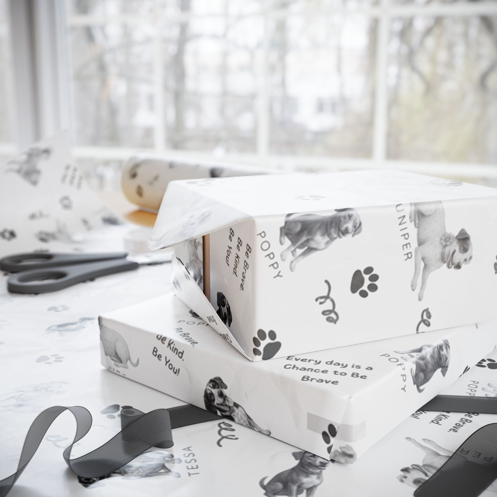 Dog Themed Wrapping Paper based on The Adventures of Poppy characters